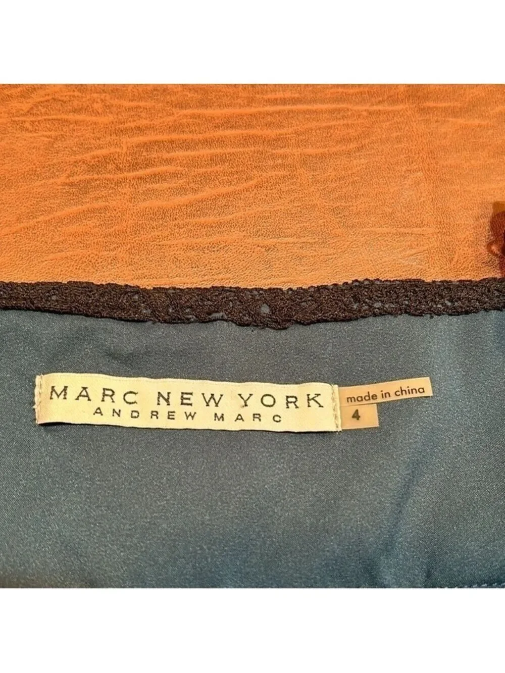 MARC NEW YORK by Andrew Marc Navy w/ Black Lace Trim Cocktail Dress Size 4